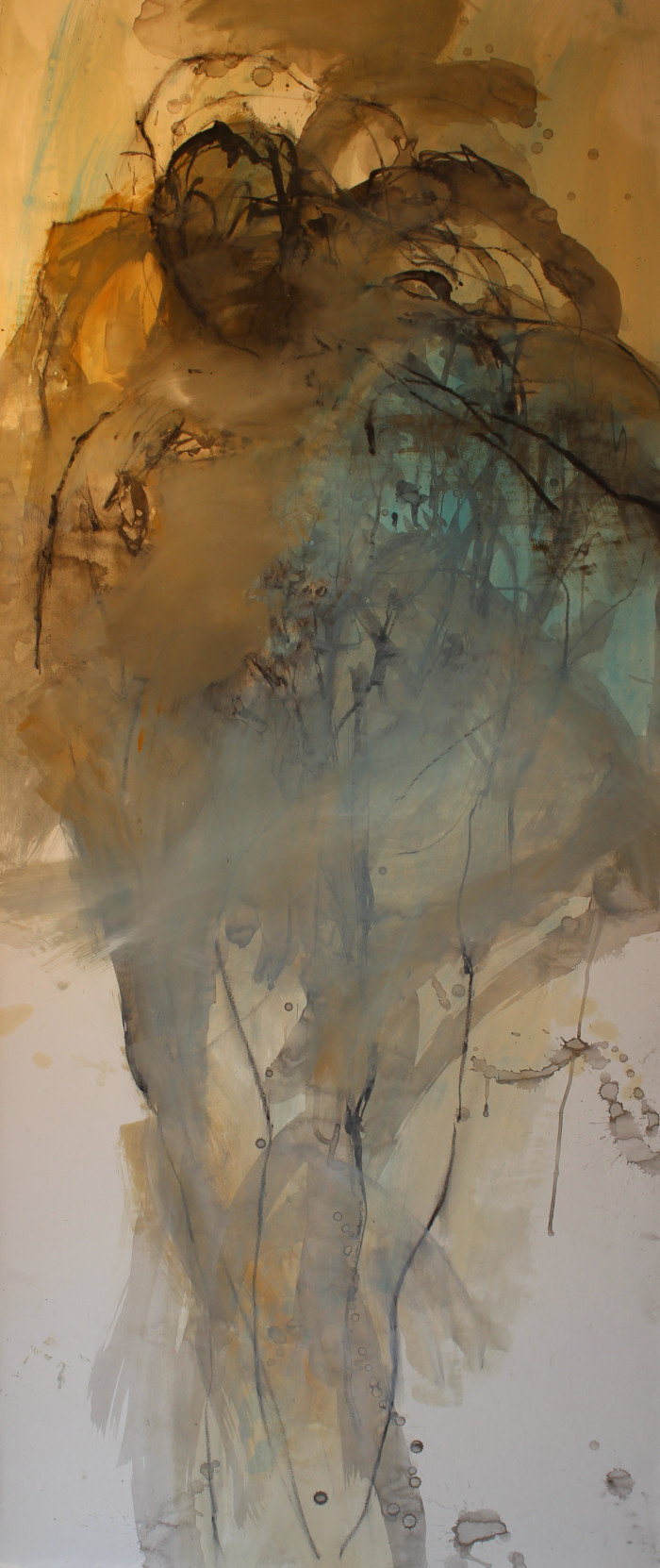 Catherine Tartanac, 412, série les Geants, huile encre mine de plomb sur papier marouflé sur toile, 150X65 cm